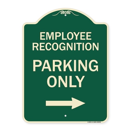 Employee Recognition Parking Only Right Arrow Heavy-Gauge Aluminum Architectural Sign